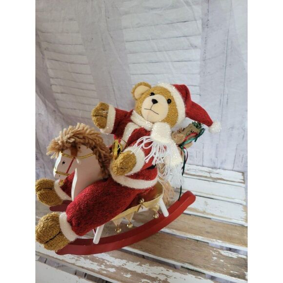 Rocking horse bear animated Xmas home decor singin - Picture 2 of 8